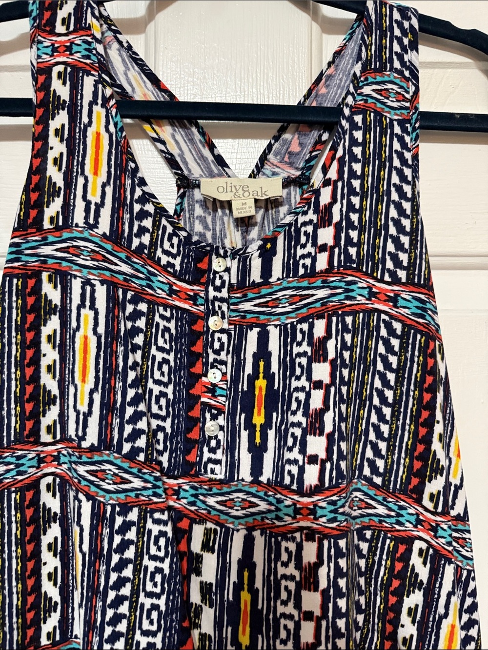 Olive & Oak Black and Teal Tribal Stripe Button Tank - Picture 2 of 5